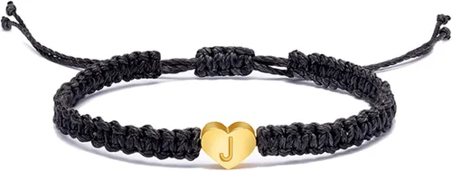 Personalized 26 Initial Bracelet Copper Heart Letter Woven Bracelet Dainty Heart Charm Bracelet Woven Bracelet for Men Women Girls Smart Watches