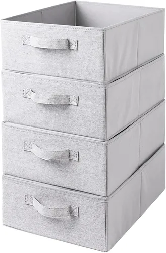 Miniatura 9 de Cajas de almacenamiento decorativas para organizar la ropa en un aparador, juego organizador de tela plegable con asas para ropa de cama, ropa