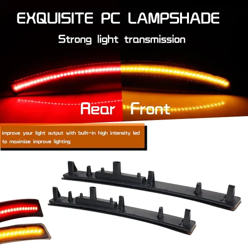 Miniatura 2 de Juego de 4 lámparas LED ámbar y rojo ahumadas compatibles con Chevrolet Corvette C7 2014 2015 2016 2017 2018 2019 Reemplazar OEM parachoques