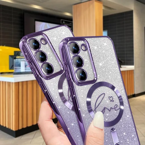 Miniatura 177 de ZONRW - Funda para Samsung Galaxy S22 Ultra magnética, para mujeres y niñas, cubierta trasera suave, lujosa, con corazón de amor, bling, degradado