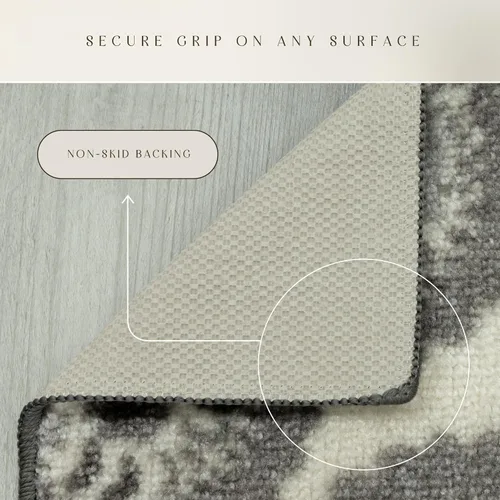Miniatura 5 de Maples Rugs - Alfombra antideslizante Vivian, para pasillo o entrada, patrón de medallones [fabricada en Estados Unidos], 2 x 6 pies, color gris