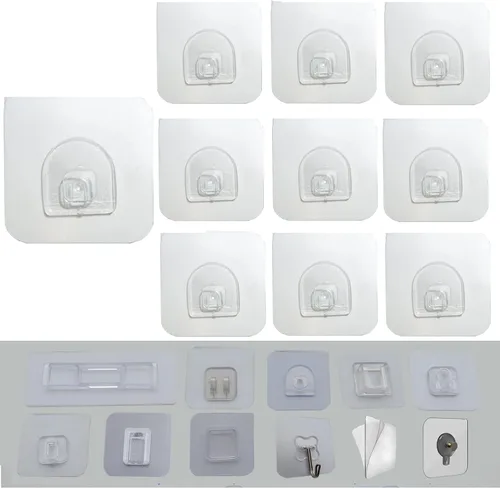 Miniatura 12 de 6 pares de almohadillas adhesivas de reemplazo montadas en la pared para organizador de cacharro de cocina y baño, gancho adhesivo sin uñas