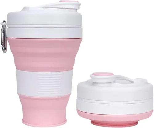 Miniatura 11 de Taza de camping plegable con popote de silicona plegable para café, botella deportiva, portátil, para viajes, al aire libre, 16 onzas, 20 onzas