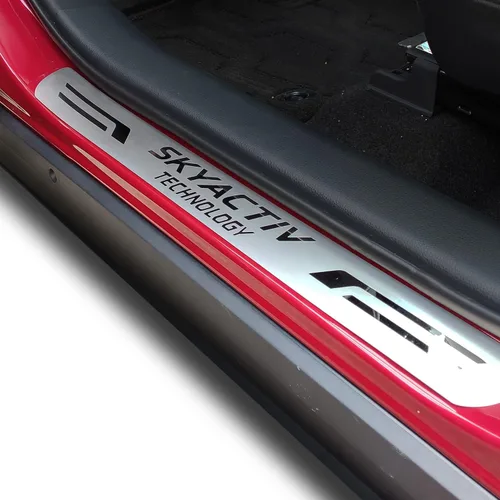 Miniatura 4 de Protector de rasguños para umbral de puerta de automóvil, para Mazda 3 2015-2022, piezas de accesorios, cubierta de placa protectora de entrada