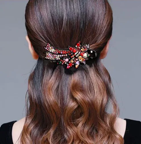 Miniatura 4 de Paquete de 4 magníficos accesorios de cristal para el cabello: pinzas para el cabello, pinzas de pico de pato, pinzas para el cabello con diamantes