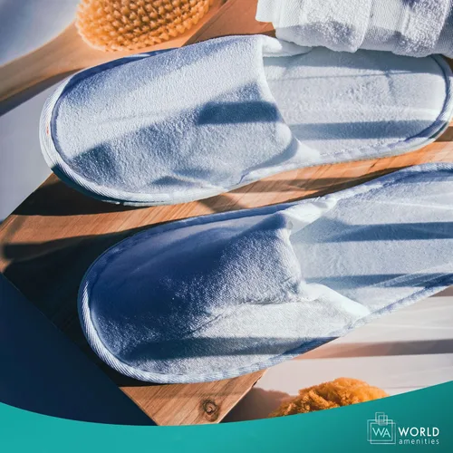 Miniatura 6 de World Amenities Pantuflas de spa prémium unisex a granel Punta cerrada, envueltas individualmente Pantuflas de hotel