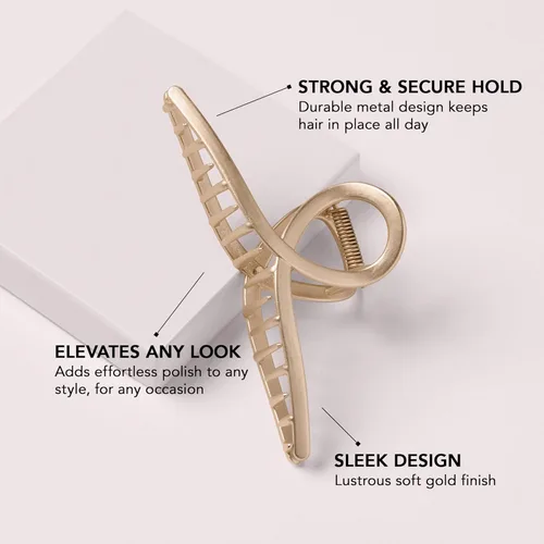 Miniatura 3 de The Hair Edit Pinza de pelo con forma de moño francés – Pinza de pelo elegante para mujer, elegante pinza de metal dorado, regalo ideal para mujer