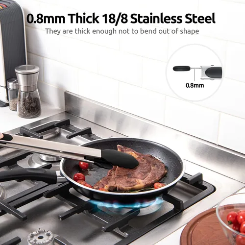 Miniatura 5 de Pinzas de cocina resistentes al calor de 600ºF: U-Taste Pinzas de cocina de silicona extra largas de 16 pulgadas con puntas de goma antiadherentes