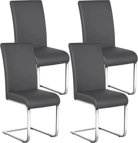 Miniatura 17 de Yaheetech Juego de 2 sillas de comedor modernas tapizadas de piel sintética con respaldo alto y patas metálicas cromadas para cocina, sala de estar