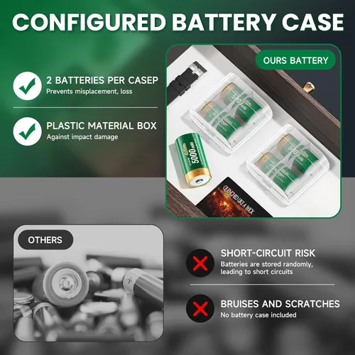 Miniatura 5 de Baterías C recargables con cargador, paquete de 6 baterías C de 1.2 V NiMH 5000 mAh, cargador de batería universal para C, D, 9 V, AA, AAA, función