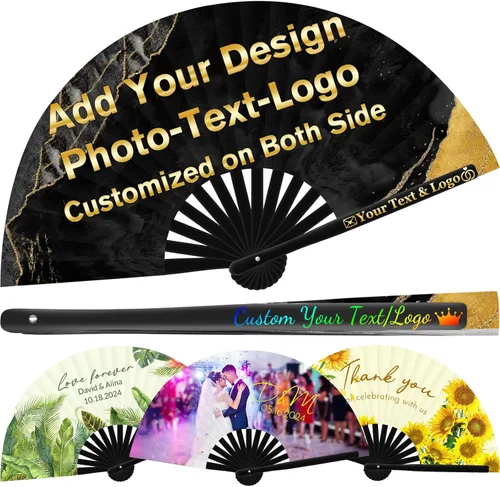 Miniatura 8 de Abanicos de Mano personalizados Abanicos de Mano personalizados con texto de imagen, Abanicos De Mano personalizados, regalo para boda, baile
