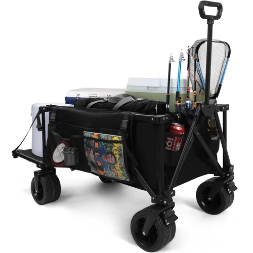 Miniatura 13 de REDCAMP Carro Plegable para Perros con Extremo Trasero Extensible de Servicio Pesado, 220L Carrito Utilitario Plegable Grande Cochecito para Perros