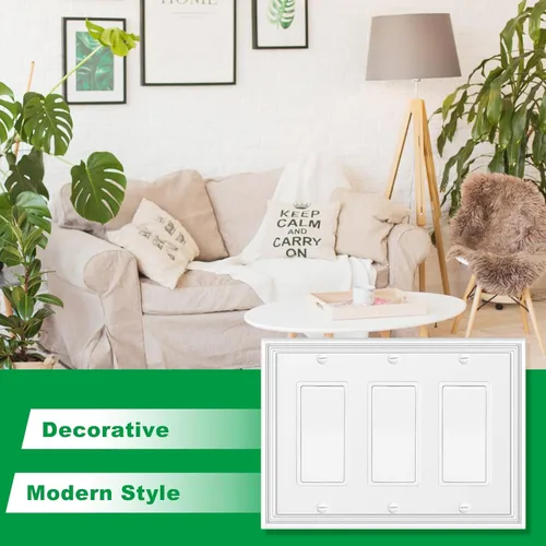 Miniatura 4 de Placa decorativa moderna blanca para interruptor de luz, cubierta de enchufe decorativo, placas de interruptor basculante, placas de pared de fibra