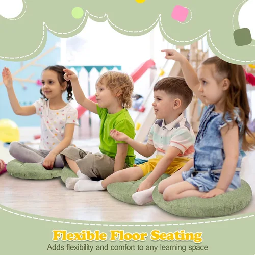 Miniatura 5 de Fumete 8 piezas de 40.6 cm de diámetro cojines de suelo redondos para niños y bebés, asientos flexibles para salón de clases, almohadas de suelo