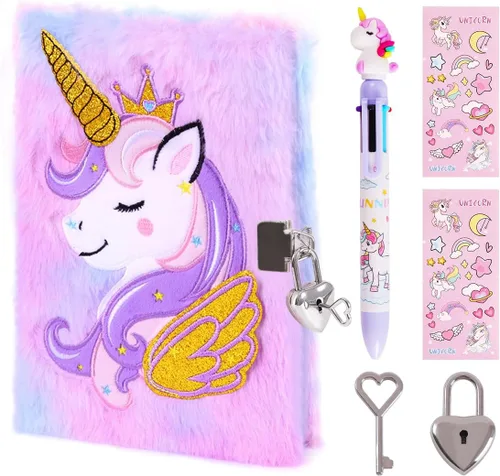 Miniatura 10 de Axolotl Diario para Niñas con cerradura y llaves, Diario de Niños Cuaderno Escolar de Viaje Juego de Regalo para Escribir y Dibujar, Bolígrafo