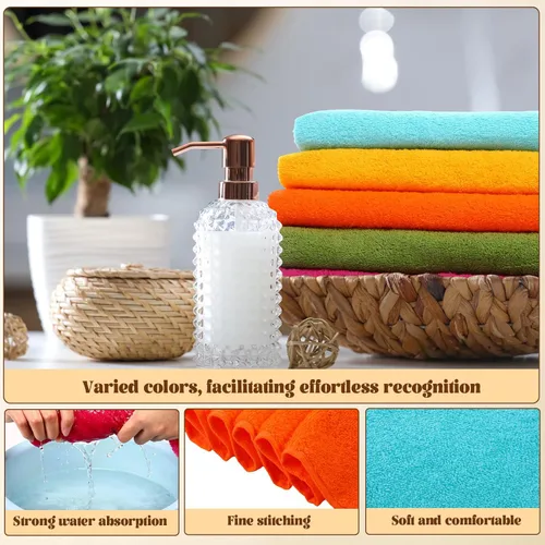 Miniatura 3 de Newwiee Juego de 12 toallas de baño a granel - Toallas grandes de algodón de 28 x 55 pulgadas en 12 colores, toalla de baño suave, ligera