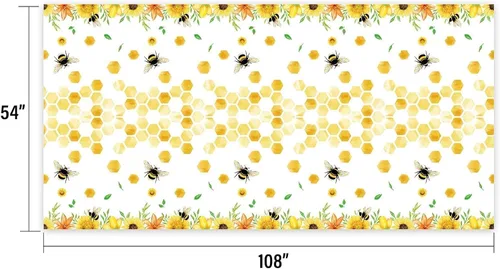 Miniatura 3 de WERNNSAI Mantel de abeja – 1 paquete de 108 x 54 pulgadas, mantel de abeja de abeja, decoración de baby shower, mantel de panal para niños y niñas