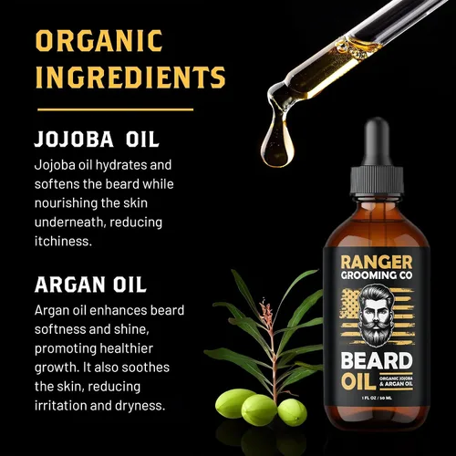 Miniatura 5 de Leven Rose Ranger Grooming Co - Aceite para barba para hombres y suavizante de barba 100% puro y natural para hombres barbudos, bigotes y piel