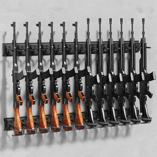 Miniatura 8 de JBBTOOL Soporte para armas de interior – Soporte de pared de acero resistente mejorado, pantalla ajustable y soporte seguro para escopetas y rifles