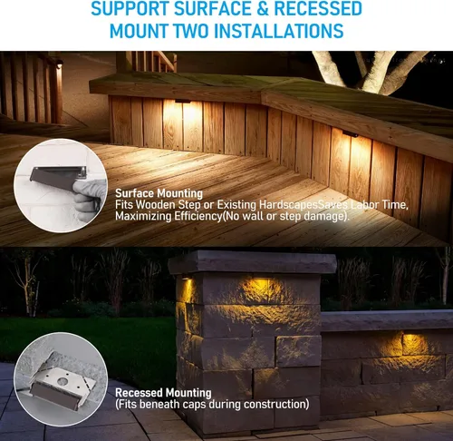 Miniatura 3 de LEONLITE Paquete de 8 luces LED de bajo voltaje de 4 pulgadas, luces LED de pared de retención, luces LED de paisaje, 12 V AC/DC, luz de Blanco suave