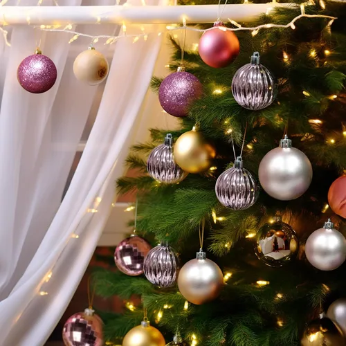 Miniatura 98 de AMS Esferas de Navidad de 2.36 pulgadas/60mm, 34 unidades, adornos grandes, decoraciones para fiestas, inastillables, colgantes festivos para Negro