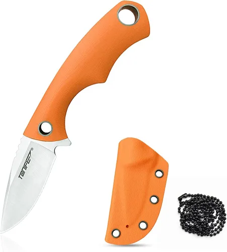 Miniatura 8 de TONIFE Cuchillo para el cuello, mini cuchillo de hoja fija de supervivencia al aire libre, EDC de alta dureza, hoja afilada de 1.7 pulgadas, cuello