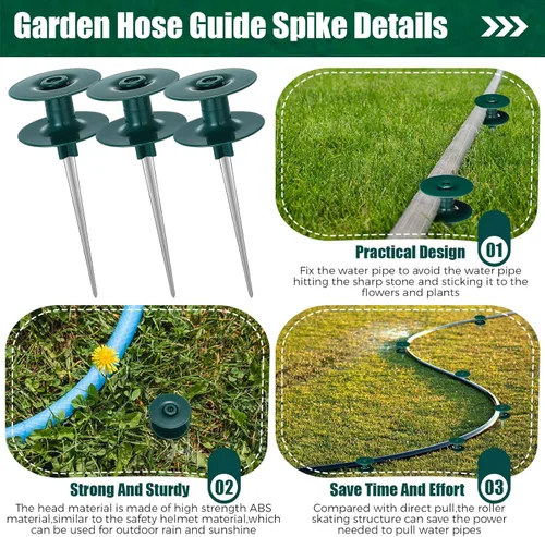 Miniatura 4 de 16 estacas guía de manguera de jardín de 10 pulgadas, estaca de metal resistente de zinc inoxidable, estacas de guía de manguera de metal resistente