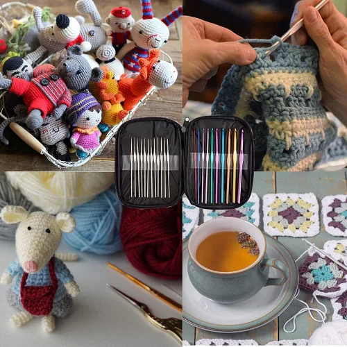 Miniatura 7 de BetyBedy - Juego de 22 ganchos de ganchillo, agujas de tejer con mango de aluminio, agujas de ganchillo multicolor para manualidades de hilo, 0.6 ~