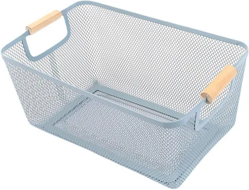 Miniatura 9 de AJIODA Cesta de acero de malla metálica, cesta organizadora de almacenamiento de alambre pequeña, cesta de cocina colgante multifunción con mango