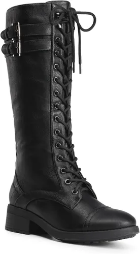 Miniatura 8 de DREAM PAIRS - Botas de poliuretano a la rodilla para mujer, estilo de equitación o combate