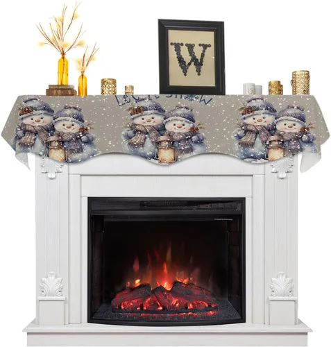 Miniatura 9 de Funda para bufanda de chimenea de eucalipto, girasol, mantel superior, bufanda para Navidad, Halloween, Acción de Gracias, otoño, decoración