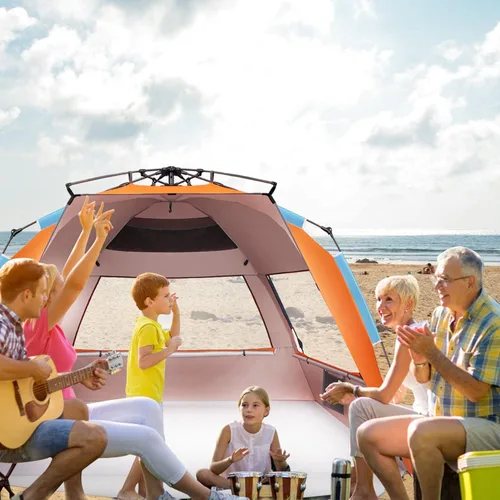 Miniatura 2 de Oileus Tienda de campaña de playa grande para 5 a 6 personas, portátil, tienda de campaña desplegable instantánea para playa con bolsa