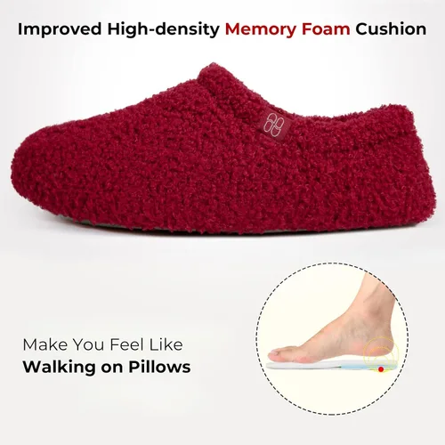 Miniatura 4 de HomeTop Mocasines de espuma viscoelástica de piel rizada y mullida con forro polar