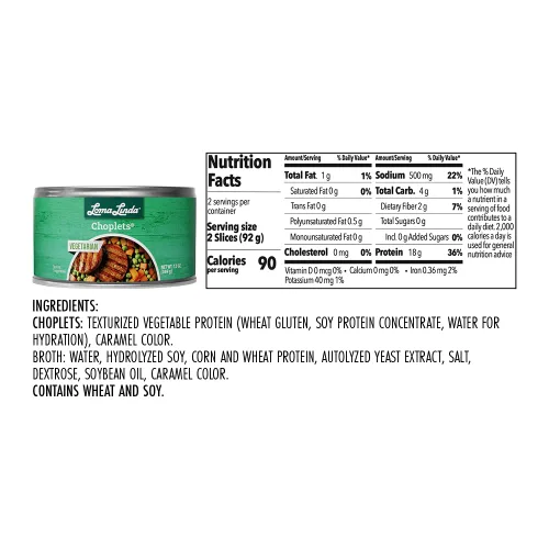 Miniatura 2 de Loma Linda - Carnes a base de plantas (Choplets™ (13 oz.), paquete de 6