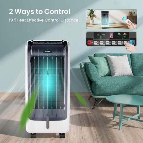 Miniatura 3 de COSTWAY Enfriador de aire evaporativo portátil para habitación, enfriador de aire portátil 3 en 1 con control remoto, temporizador de 8 horas, 2