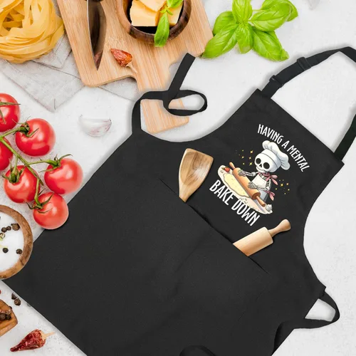 Miniatura 5 de Divertido delantal de esqueleto para hornear con bolsillos, para amantes de la repostería, panadero, regalos para hornear mental, impermeable