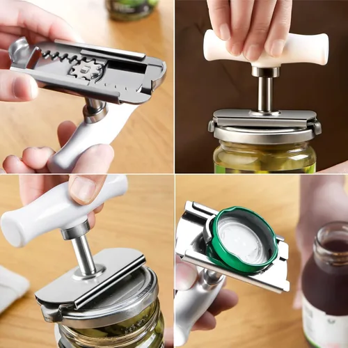 Miniatura 4 de Abrelatas ajustable, abridor de tarros de acero inoxidable para latas de botellas de 1 a 4 pulgadas, abridor manual de latas, removedor de tapa