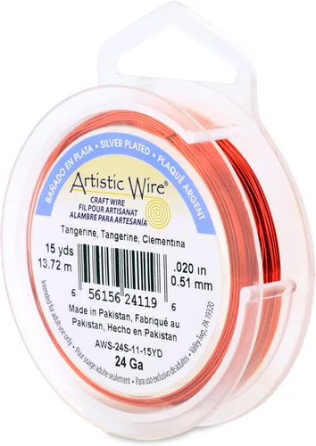 Miniatura 109 de Artistic Wire, alambre para manualidades de calibre 22 bañado en plata, resistente a las manchas, color cobre, blanco, 9,1 m