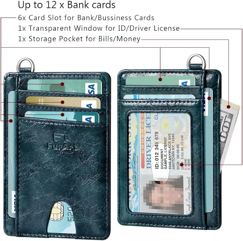 Miniatura 6 de FurArt - Cartera minimalista delgada con bolsillo frontal, bloqueo de identificación de radiofrecuencia (RFID), tarjetero, para hombres y mujeres
