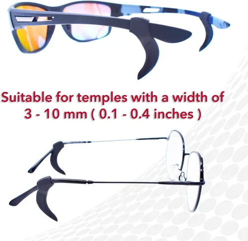 Miniatura 5 de Setex Gecko Grip - Agarraderas para las orejas (2 pares negros), delgadas, suaves, comodidad durante todo el día, retenedores de gafas de seguridad