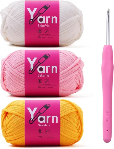 Miniatura 7 de Hilo de Crochet con Hilo de Algodón para Crochet – Hilos de Crochet Tejido para Principiantes con Puntadas Fáciles de Ver – Hilo para Crochet