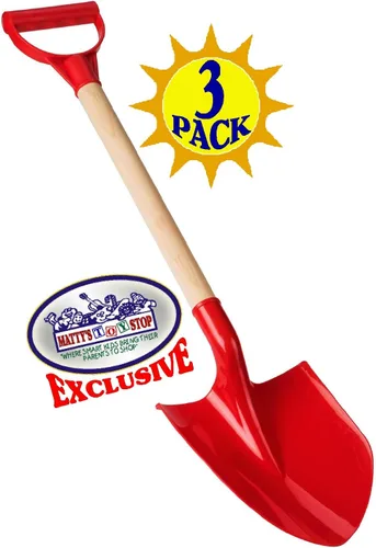 Miniatura 4 de Matty's Toy Stop Palas de arena de madera resistente de 31 pulgadas con pala y mango de plástico (rojo, azul y verde) paquete completo de regalo