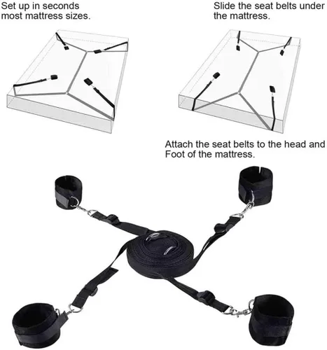 Miniatura 4 de Correas de cama Bonage para cama Queen, correas de amarre sexuales, sujetadores de cama tamaño King, juego de adultos para tobillo y muñeca, bandas