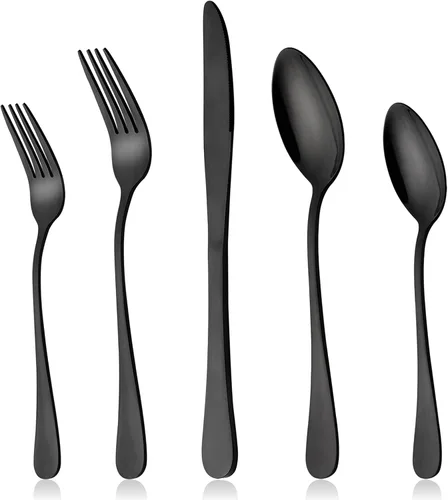 Miniatura 17 de LIANYU, juego de 20 piezas de cubiertos de acero inoxidable, para 4, incluye cuchillo, tenedor y cuchara, pulido al espejo, apto para lavavajillas