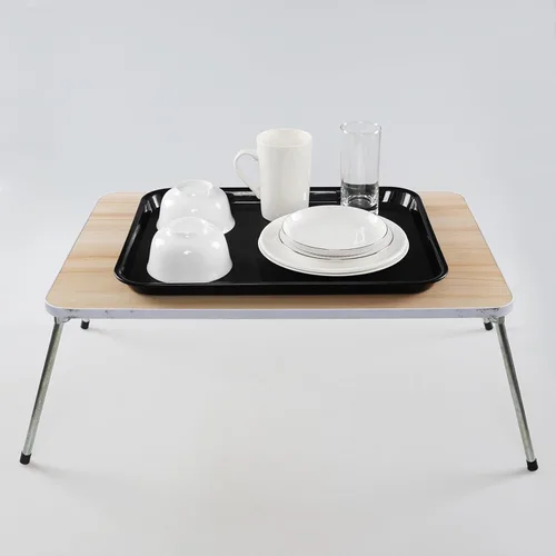 Miniatura 4 de Teyyvn Bandeja de plástico negra para servir comida rápida, 17.3 x 13.4 in, bandeja rectangular para alimentos
