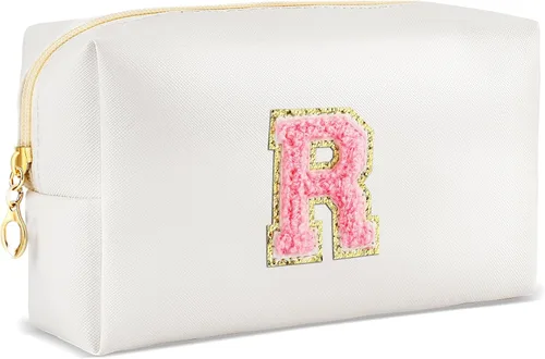 Miniatura 89 de URSKYTOUS Regalos para niñas, bolsa de maquillaje con inicial, bolsa de cosméticos personalizada con cremallera, bonita bolsa de aseo de viaje, Azul