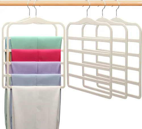 Miniatura 13 de Organizadores y almacenamiento de armario, paquete de 3 perchas de terciopelo para pantalones, ahorro de espacio, antideslizantes, organizador de 5