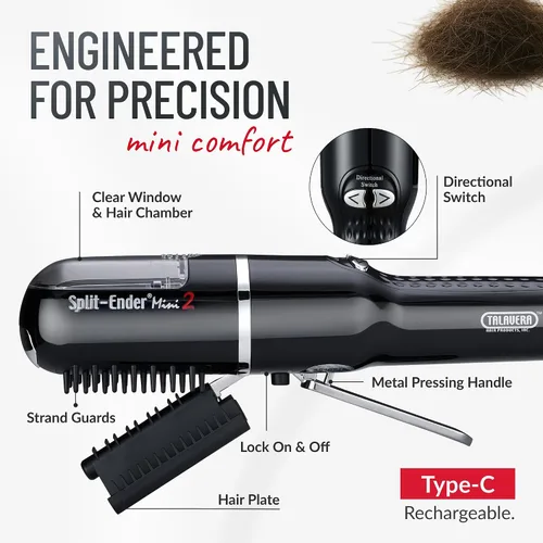 Miniatura 5 de Split-Ender Mini 2 – Recortadora de Puntas Abiertas original inalámbrica para cabello seco, dañado, quebradizo, rizado, encrespado o lacio