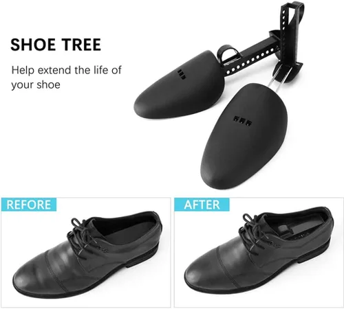 Miniatura 4 de 2 pares de árboles de zapatos de plástico para hombres (negro)