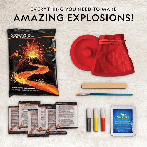 Miniatura 5 de Kit de Volcán Ultimate de National Geographic – Kit de ciencia volcánica en erupción para niños, 3 veces más erupciones, cristales pop que crean